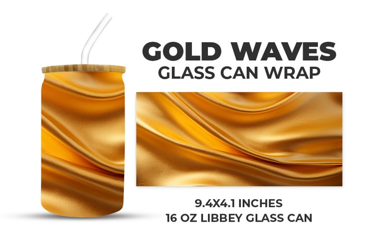 Gold Waves Glass Can Wrap