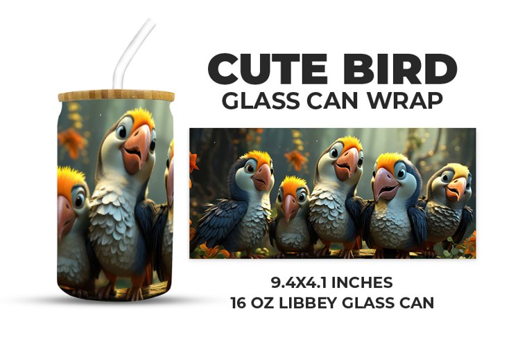 Cute Bird Glass Can Wrap example image 1