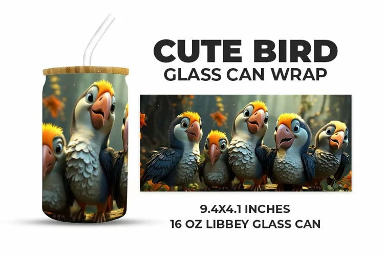 Cute Bird Glass Can Wrap