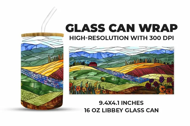 Nature Stained Glass Glass Can Wrap
