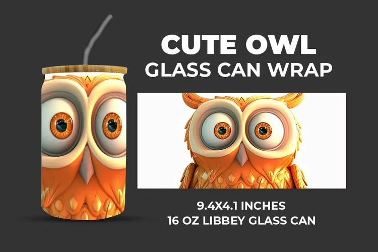 Cute Owl Glass Can Wrap