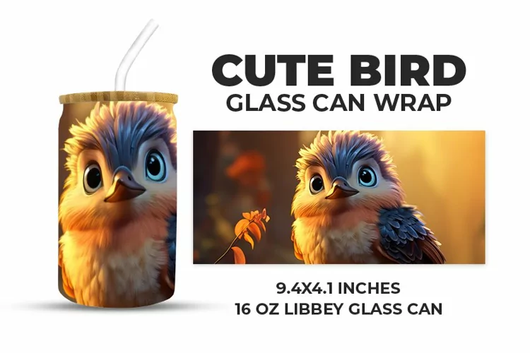 Cute Bird Glass Can Wrap