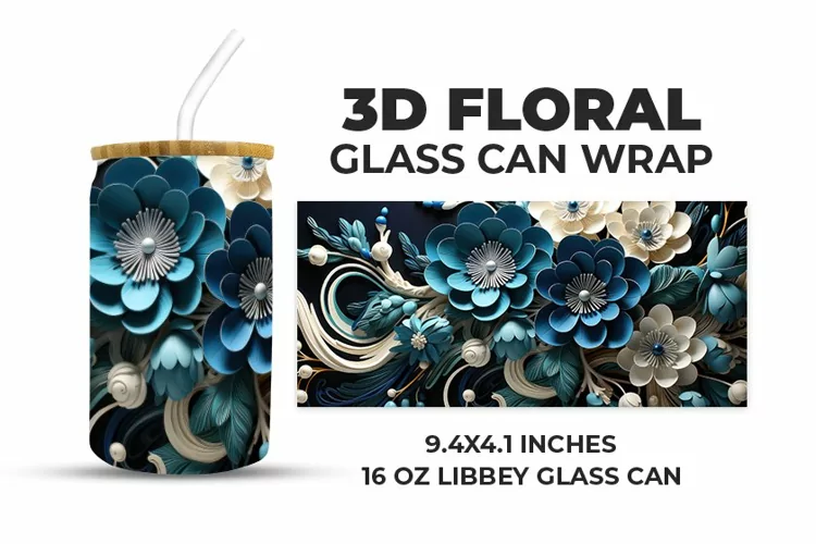 3D Floral Glass Can Wrap