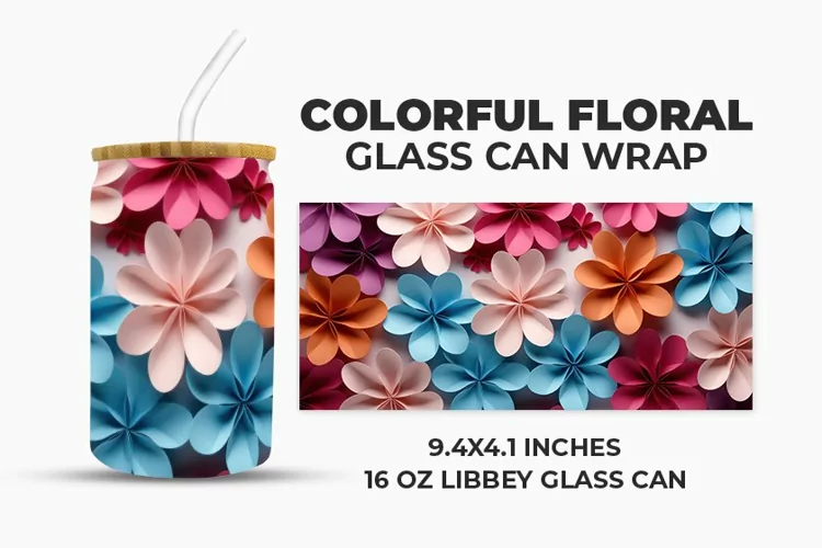 Colorful Floral Glass Can Wrap