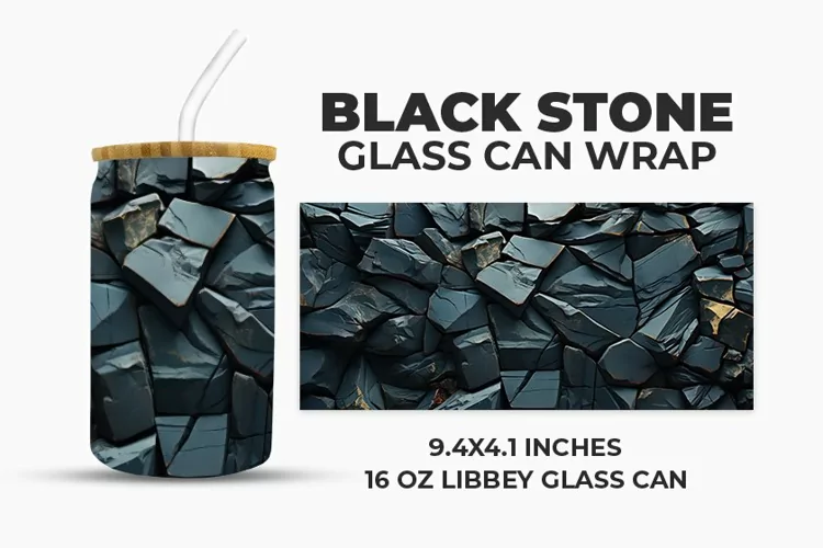 Black Stone Glass Can Wrap