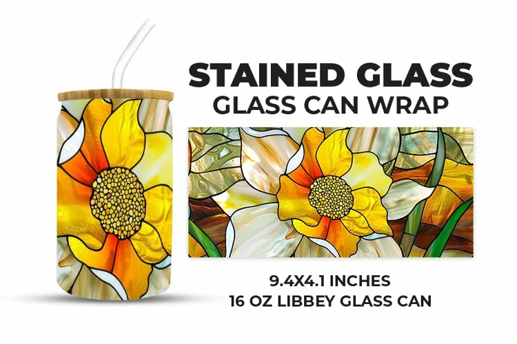 Floral Stained Glass Glass Can Wrap