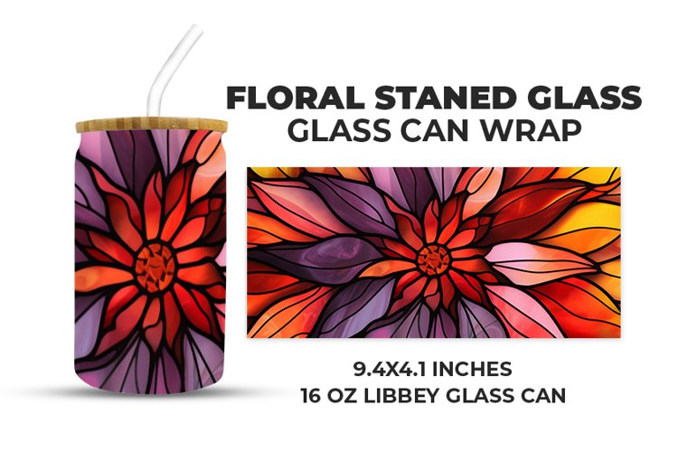Floral Stained glass Glass Can Wrap example image 1