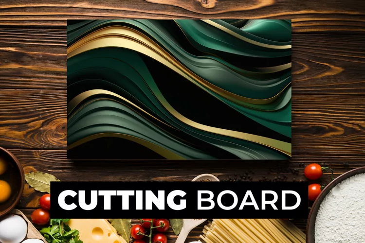 3D Gold And Green Cutting Board Sublimation