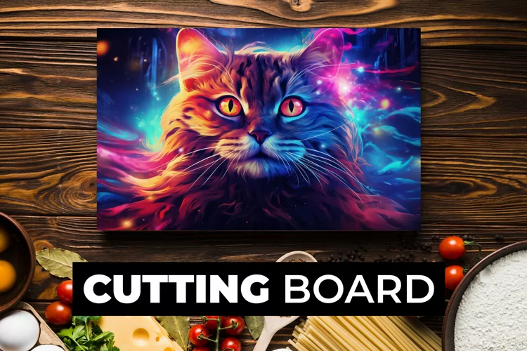 Neon Cat Cutting Board Sublimation