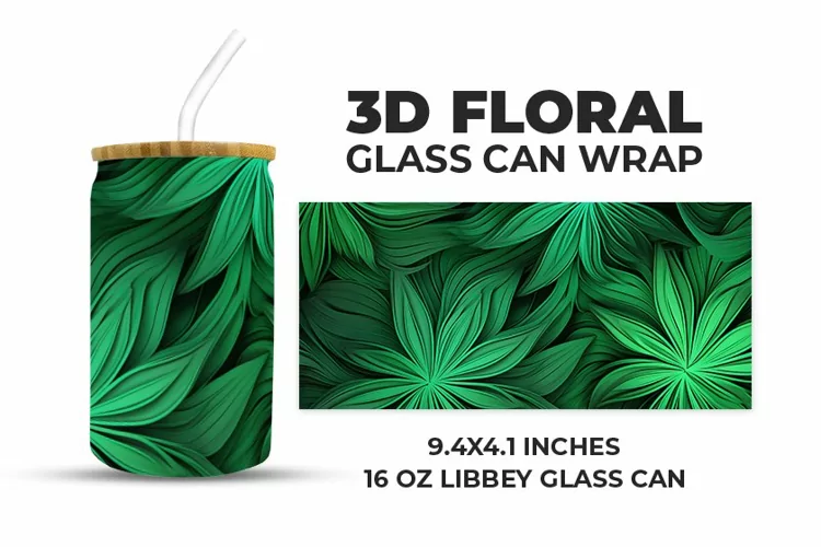 3D Floral Glass Can Wrap