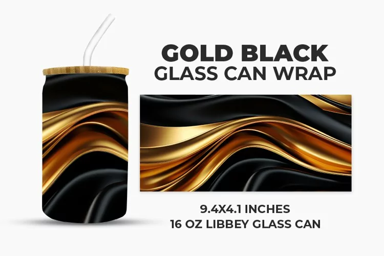 Gold Black Glass Can Wrap