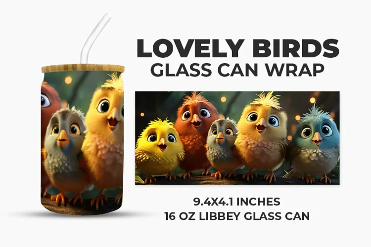 Lovely Birds Glass Can Wrap