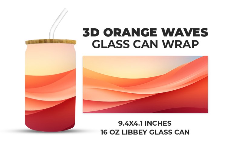 3D Orange Waves Glass Can Wrap example image 1