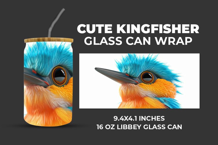Cute Kingfisher Glass Can Wrap example image 1