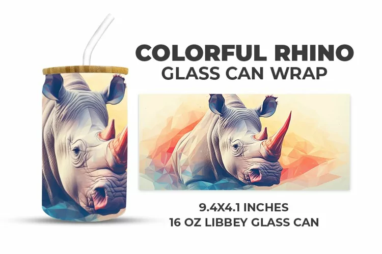 Colorful Rhino Glass Can Wrap