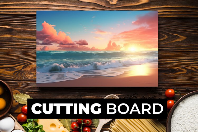 Sunset At Beach Cutting Board Sublimation example image 1