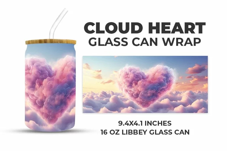 Cloud Heart Glass Can Wrap