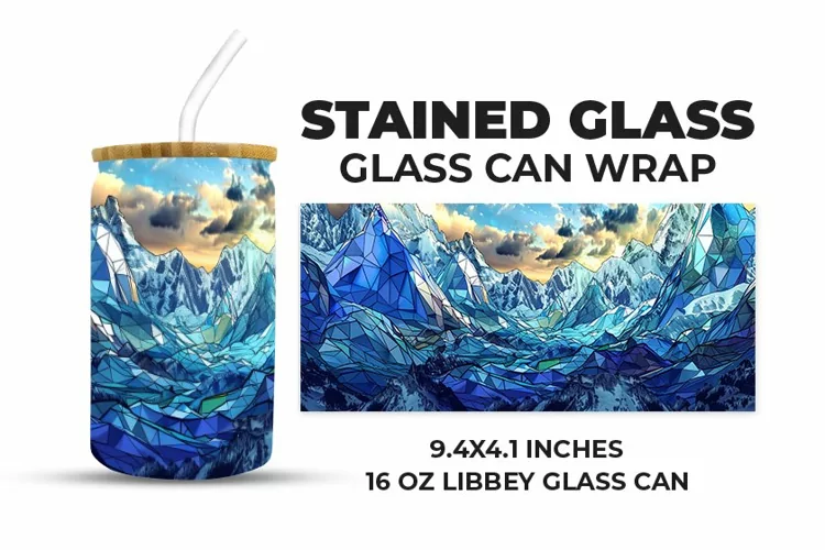 Mountains Stained Glass Glass Can Wrap