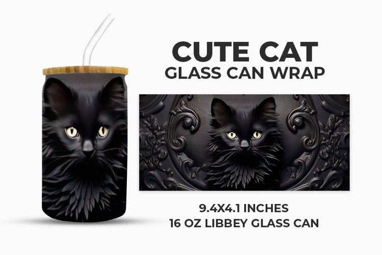 Cute Cat Glass Can Wrap example image 1