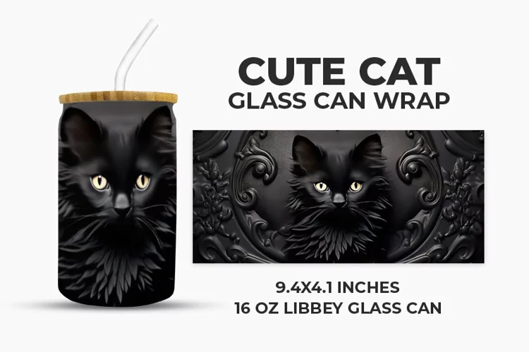 Cute Cat Glass Can Wrap