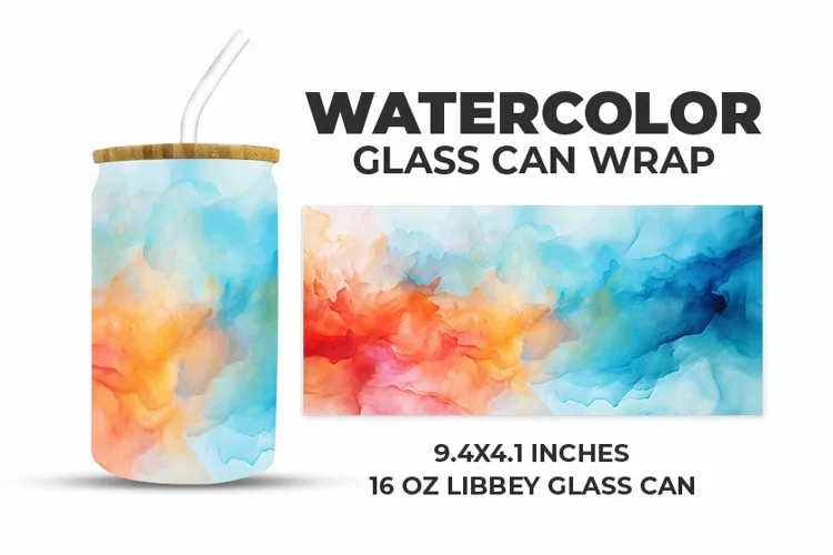 Watercolor Glass Can Wrap