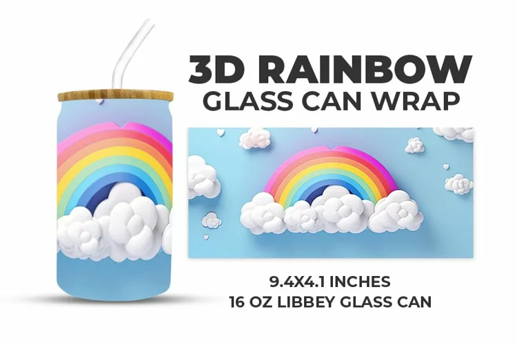 3d Rainbow Glass Can Wrap