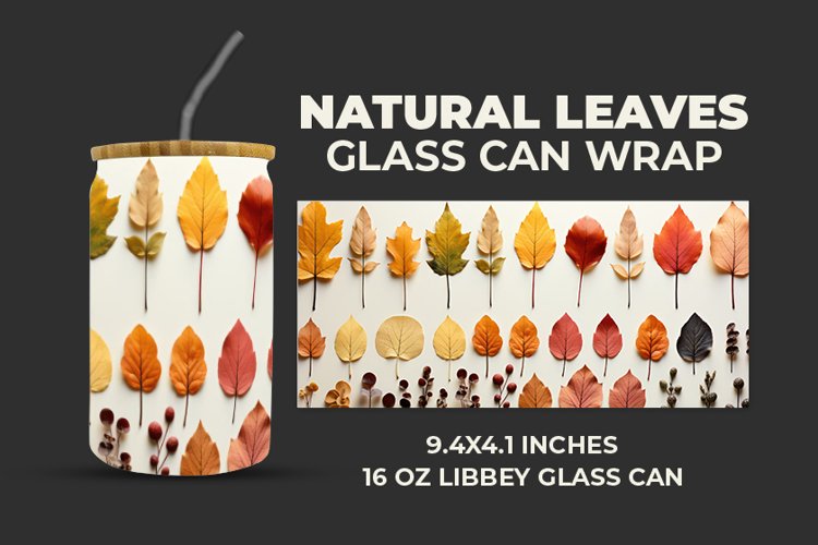 Natural Leaves Glass Can Wrap example image 1