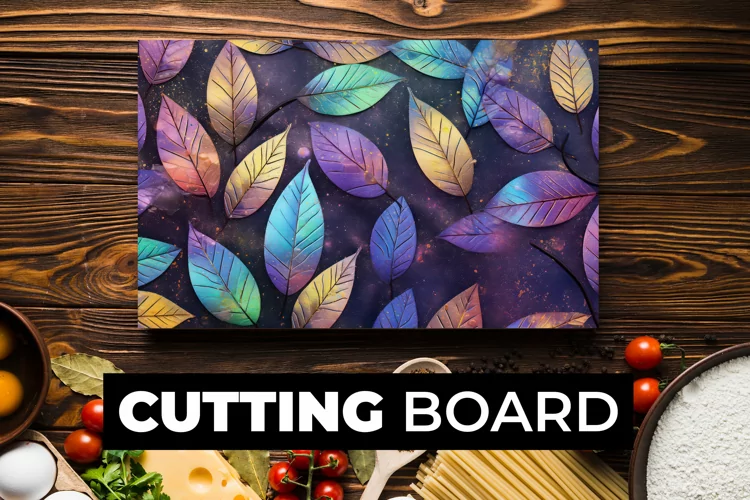 Neon Leaves Cutting Board Sublimation