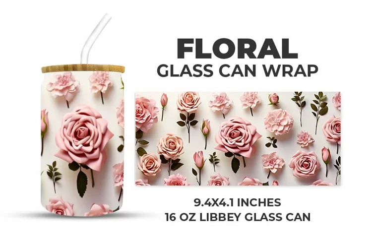 Floral Glass Can Wrap