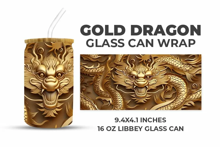 Gold Dragon Glass Can Wrap