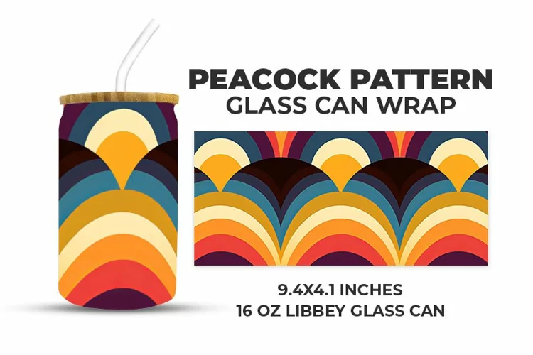 Peacock Pattern Glass Can Wrap
