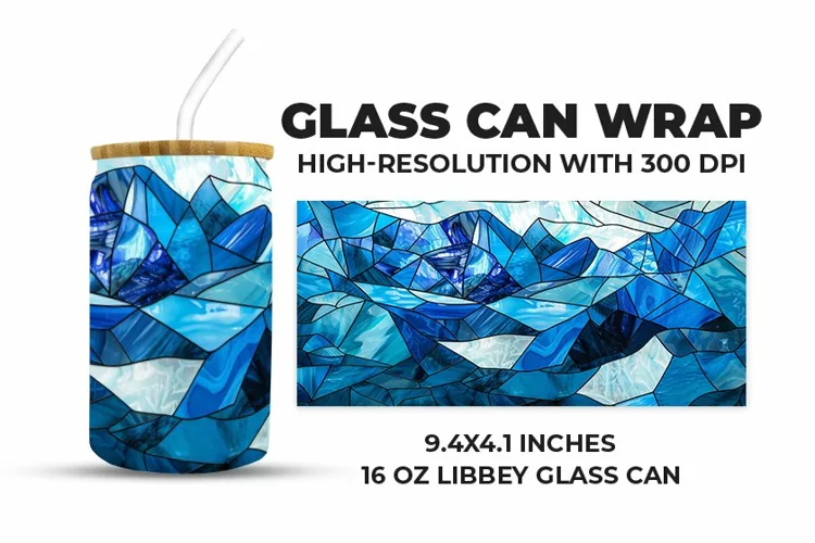 Mountains Stained Glass Glass Can Wrap