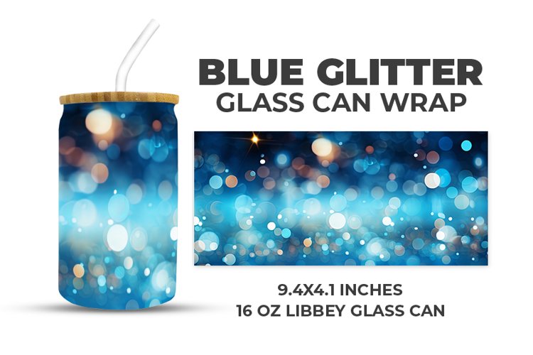 Blue Glitter Glass Can Wrap