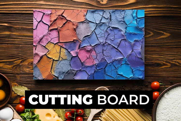 Red And Blue Crack Wall Cutting Board sublimation