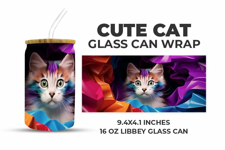 Cute Cat Glass Can Wrap