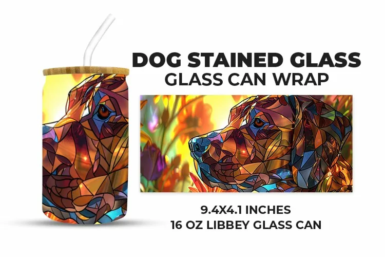 Dog Stained Glass Glass Can Wrap
