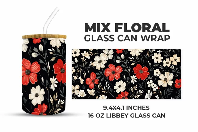 Mix Floral Glass Can Wrap