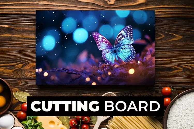 Butterfly With Flowers Cutting Board Sublimation