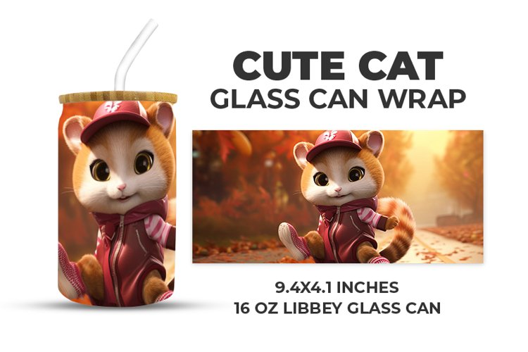 Cute Cat Glass Can Wrap example image 1