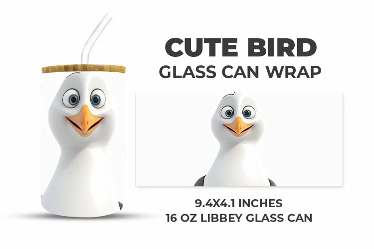 Cute Bird Glass Can Wrap