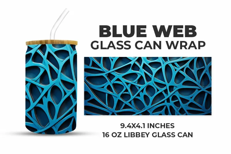 Blue Web Glass Can Wrap