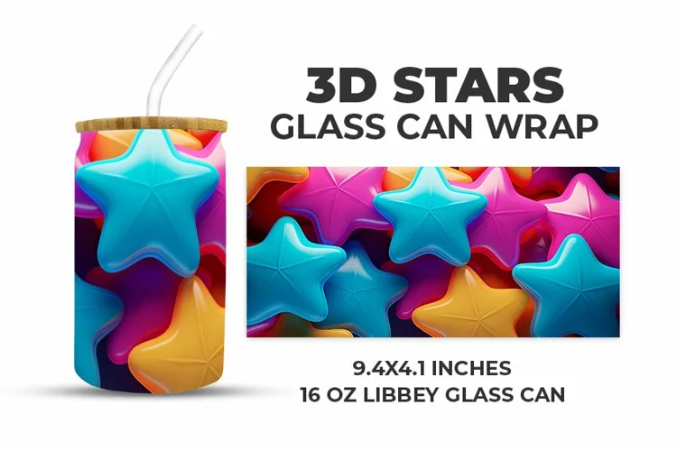 3D Stars Glass Can Wrap