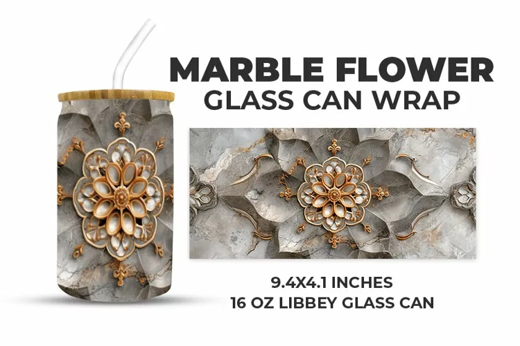 Marble Flower Glass Can Wrap