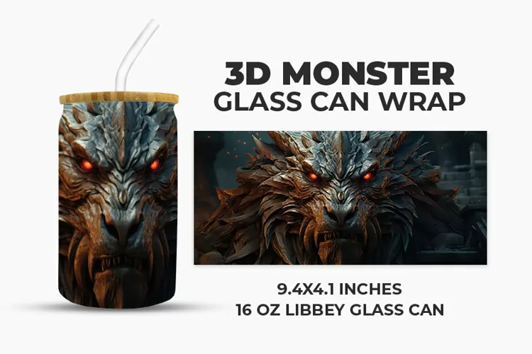 3D Dragon Glass Can Wrap