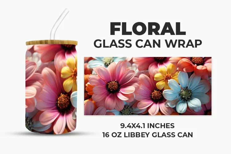Floral Glass Can Wrap