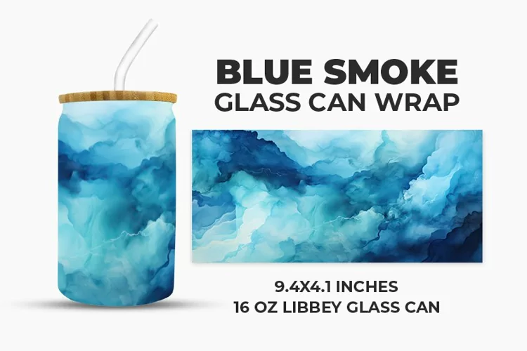 Blue Smoke Glass Can Wrap