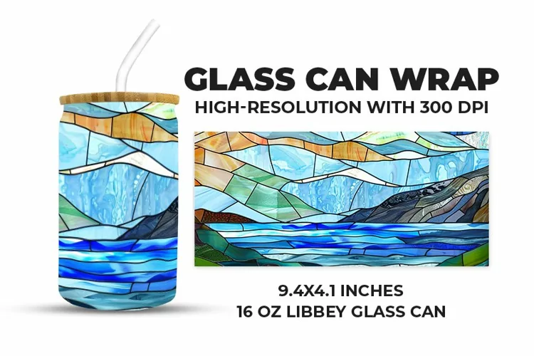 Mountains Stained Glass Glass Can Wrap