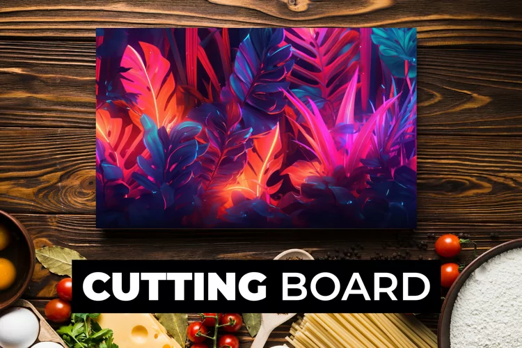 Neon Flowers Cutting Board sublimation