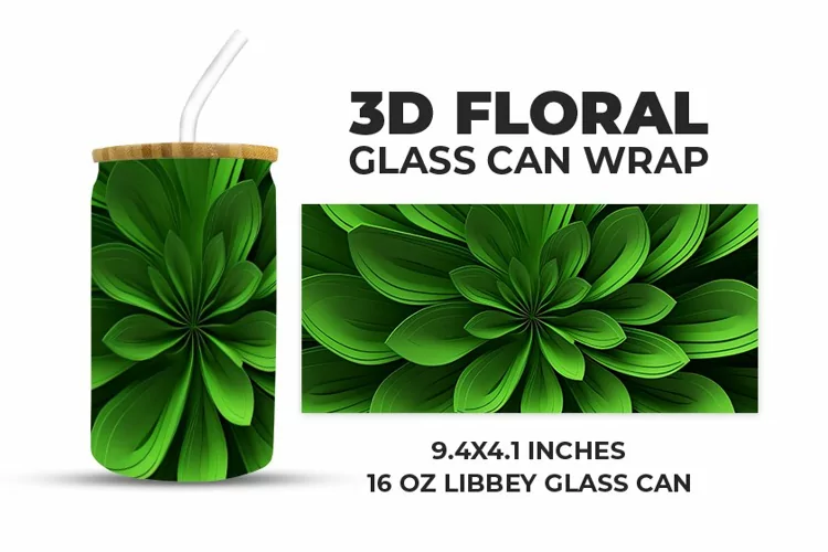 3D Floral Glass Can Wrap