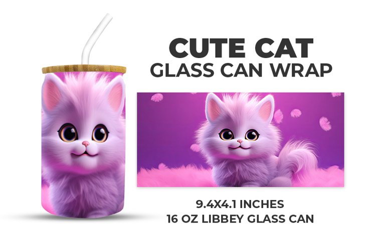 Cute Cat Glass Can Wrap example image 1